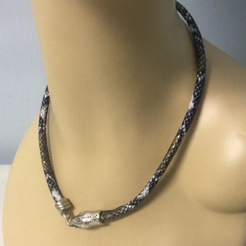 Versatile Leather Snake Chocker or wrap Bracelet - Picture 2 of 5